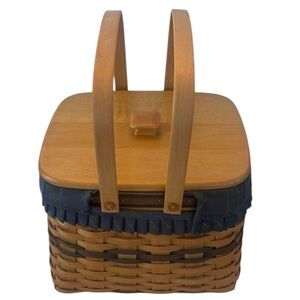 Longaberger collectors club vintage 1998 Woven Basket lid liner protector handle